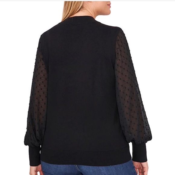 CeCe Tops Nwt Cece Clip Dot Sleeve Sweater Black M Poshmark